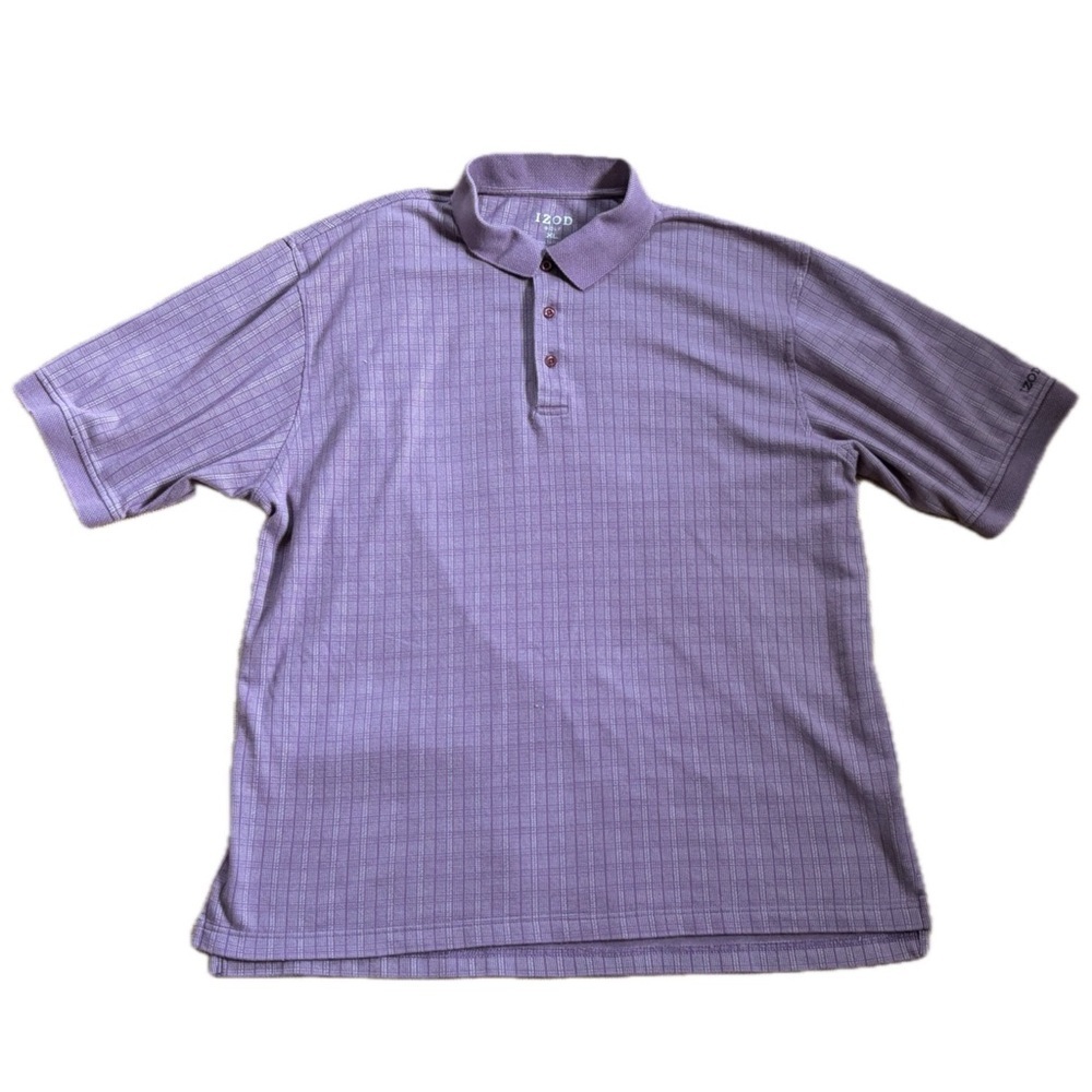 Izod Golf Purple Plaid Polo Shirt Sz XL Preppy Old Money Eclectic Grandpa